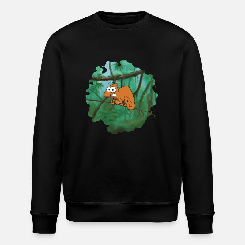 Orangenes Cartoon Chamäleon - Stanley/Stella Unisex Bio-Sweatshirt ROLLER - Schwarz