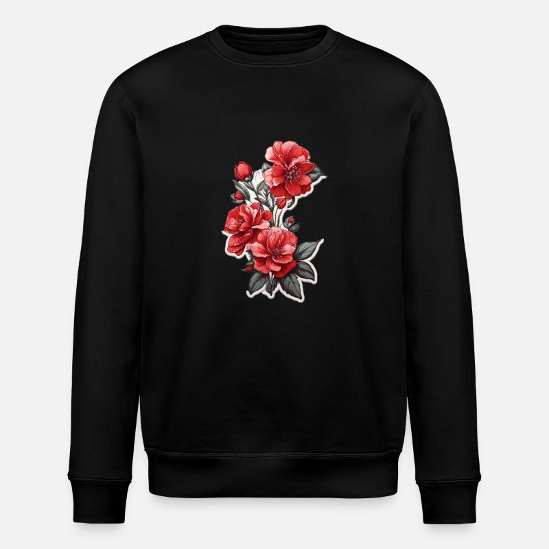 Belle fleur rouge - Sweat bio ROLLER Stanley/Stella Unisexe - noir