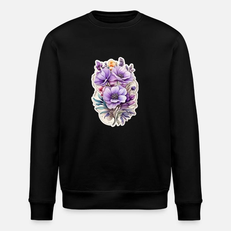Fleur sauvage bleue - Sweat bio ROLLER Stanley/Stella Unisexe - noir
