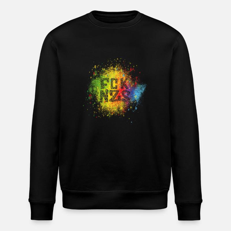 FCK NZS Wall Speckled Colours - Stanley/Stella ROLLER Unisex Organic Sweatshirt - black