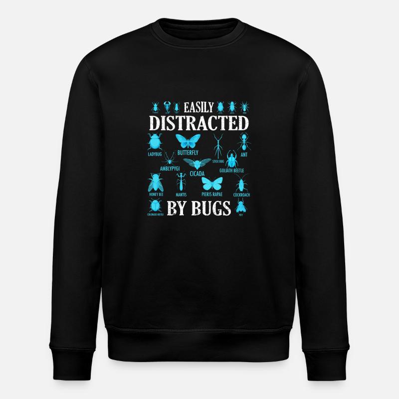 Easily Distracted By Bugs - Stanley/Stella ROLLER Unisex Organic Sweatshirt - black