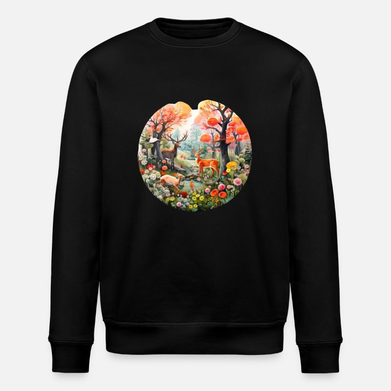 Frühlingswaldszene - Stanley/Stella Unisex Bio-Sweatshirt ROLLER - Schwarz