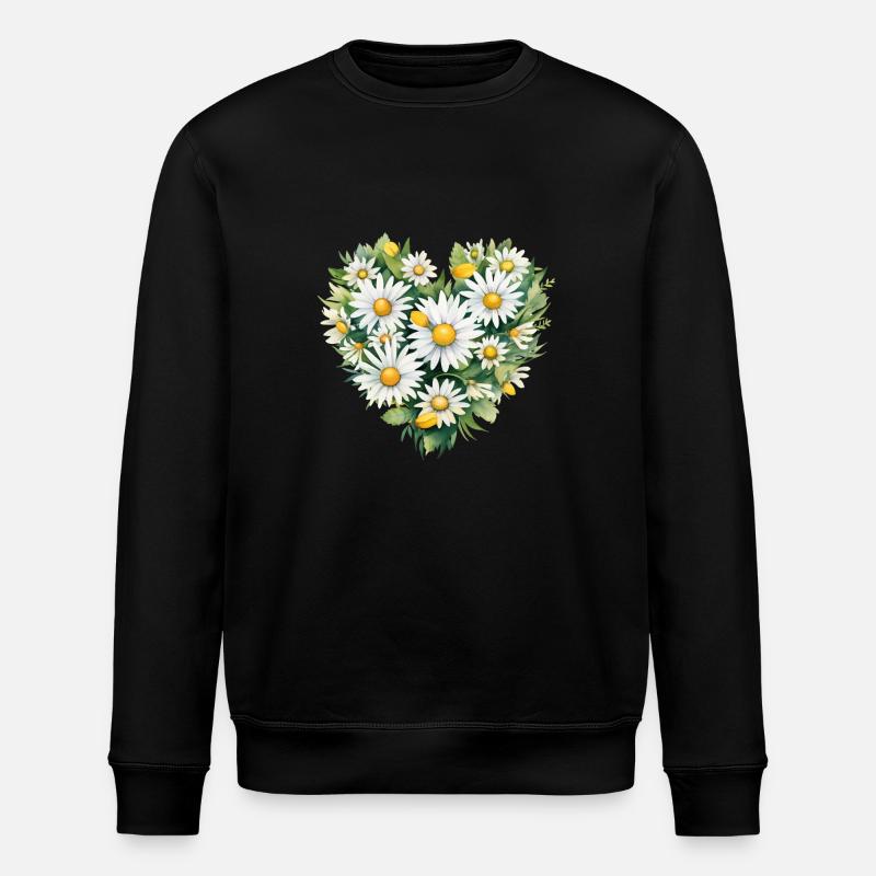 Daisy Heart - Stanley/Stella ROLLER Unisex Organic Sweatshirt - black