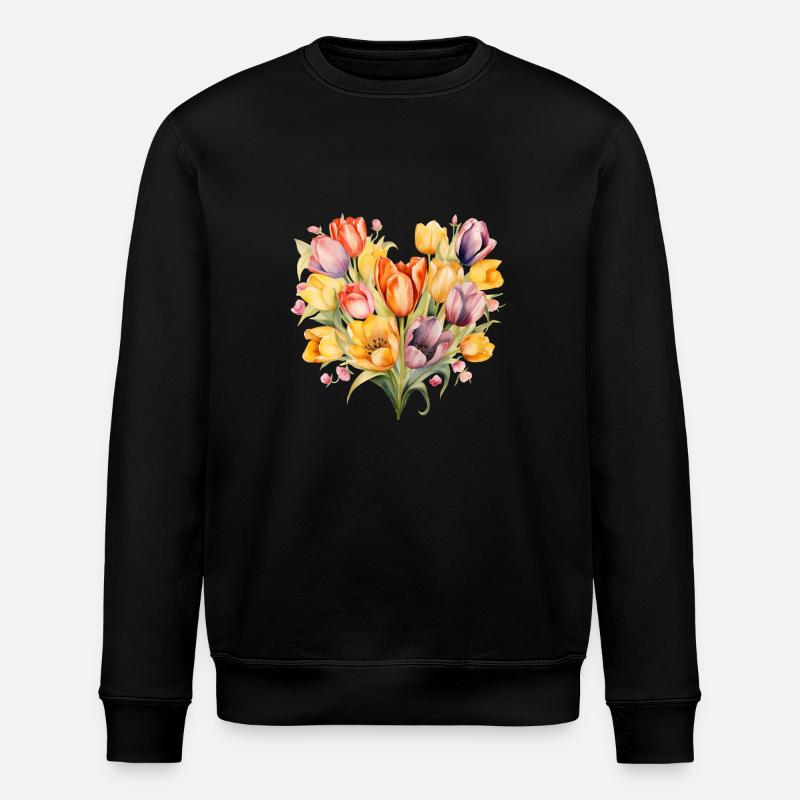 Tulip Heart Bouquet - Stanley/Stella ROLLER Unisex Organic Sweatshirt - black