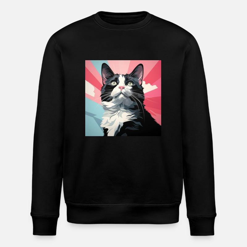 Smoking-Katze. Smoking-Katze - Stanley/Stella Unisex Bio-Sweatshirt ROLLER - Schwarz