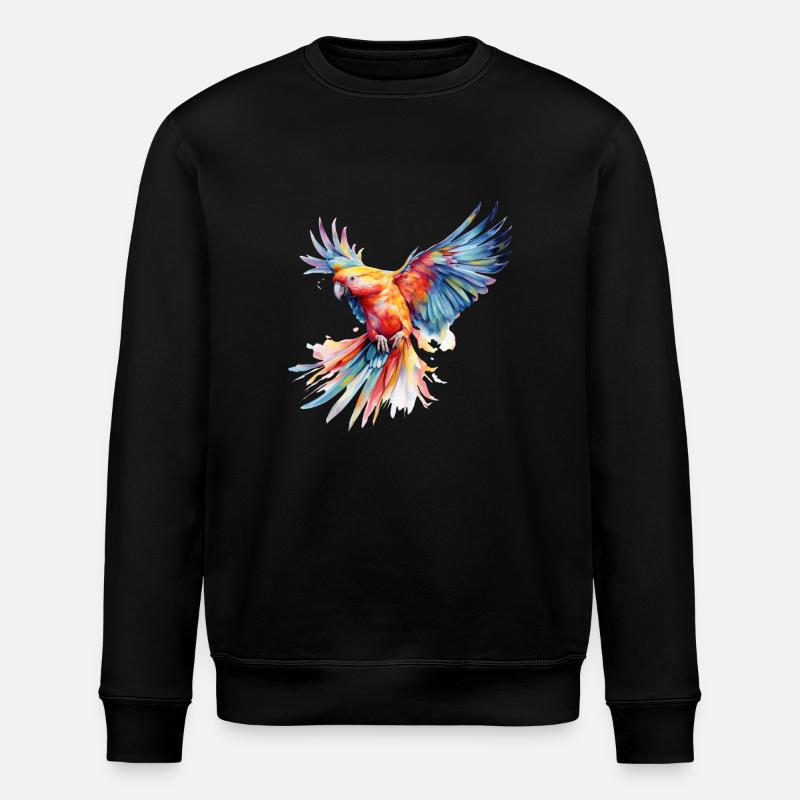 Rainbow Parrot - Stanley/Stella ROLLER Unisex Organic Sweatshirt - black