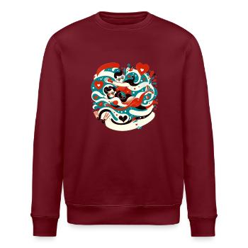 Valentinstag, leidenschaftliche schwimmende Liebesillustration - Stanley/Stella Unisex Bio-Sweatshirt ROLLER - Burgunderrot - Vorne - Nik (191cm)
