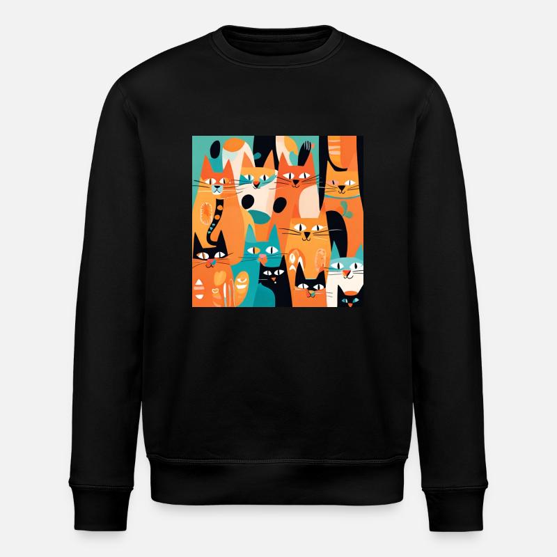 Boho Chats Plantes Abstraites - Sweat bio ROLLER Stanley/Stella Unisexe - noir
