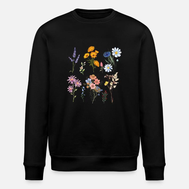 Botanische Wildblumen - Stanley/Stella Unisex Bio-Sweatshirt ROLLER - Schwarz