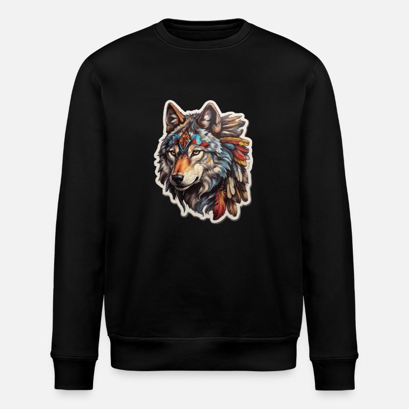 Wolf Indianer - Stanley/Stella Unisex Bio-Sweatshirt ROLLER - Schwarz