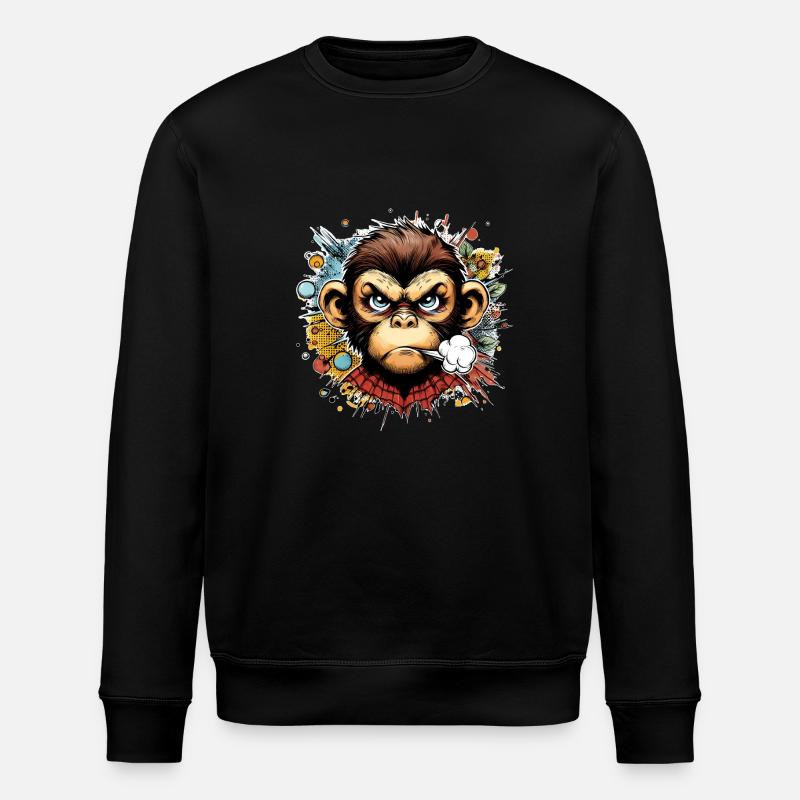 Affe angry schimpanse cartoon - Stanley/Stella Unisex Bio-Sweatshirt ROLLER - Schwarz