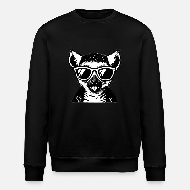 Lemur mit Sonnenbrille - Stanley/Stella Unisex Bio-Sweatshirt ROLLER - Schwarz