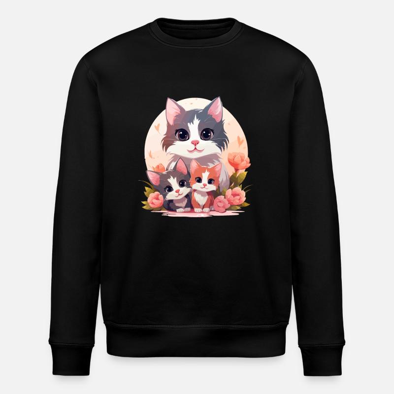 Katzen T-Shirt - Stanley/Stella Unisex Bio-Sweatshirt ROLLER - Schwarz