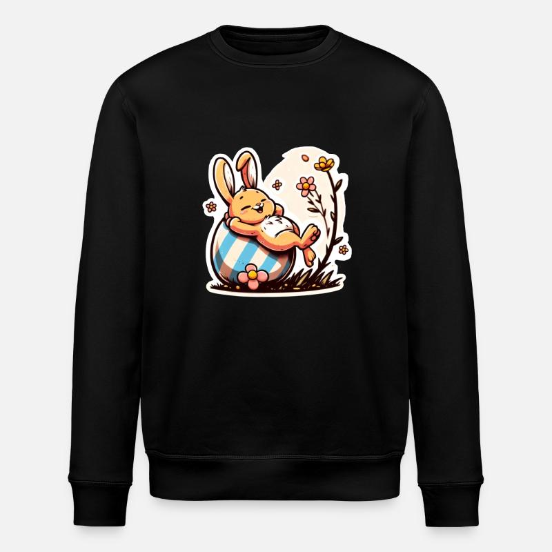 Easter bunny lazy and cute - Stanley/Stella ROLLER Unisex Organic Sweatshirt - black