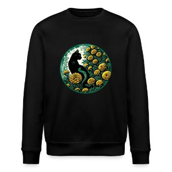 Schwarze Katze Ringelblume - Stanley/Stella Unisex Bio-Sweatshirt ROLLER - Schwarz - Vorne - Nik (191cm)