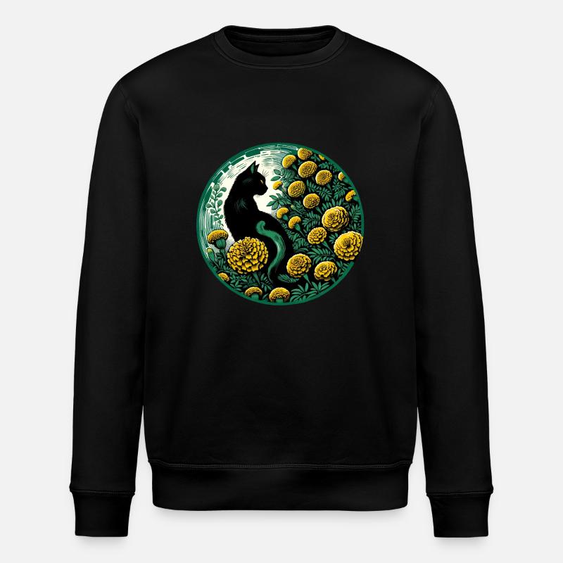 Black Cat Marigold - Stanley/Stella ROLLER Unisex Organic Sweatshirt - black