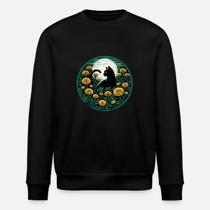 Black Cat Marigold - Stanley/Stella ROLLER Unisex Organic Sweatshirt - black