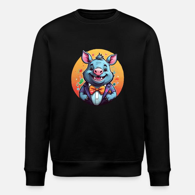 Lustiges Comic Nilpferd - Stanley/Stella Unisex Bio-Sweatshirt ROLLER - Schwarz