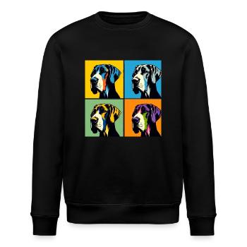 Portrait de chien dogue allemand Pop - Portrait d’animal de compagnie - Sweat bio ROLLER Stanley/Stella Unisexe - noir - Devant - Nik (191cm)