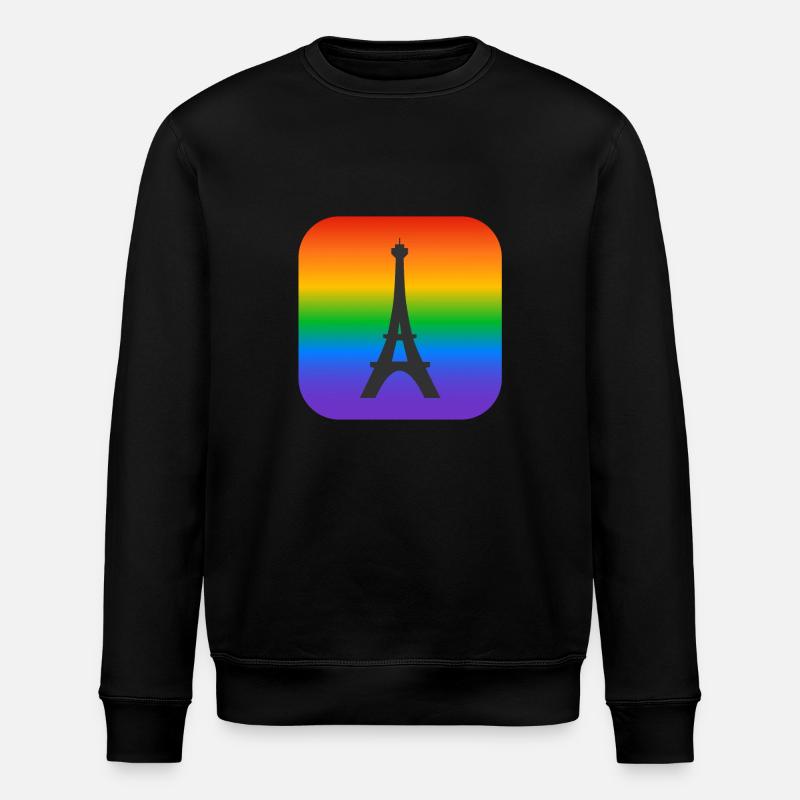 Paris Rainbow Eiffel Tower - Stanley/Stella ROLLER Unisex Organic Sweatshirt - black