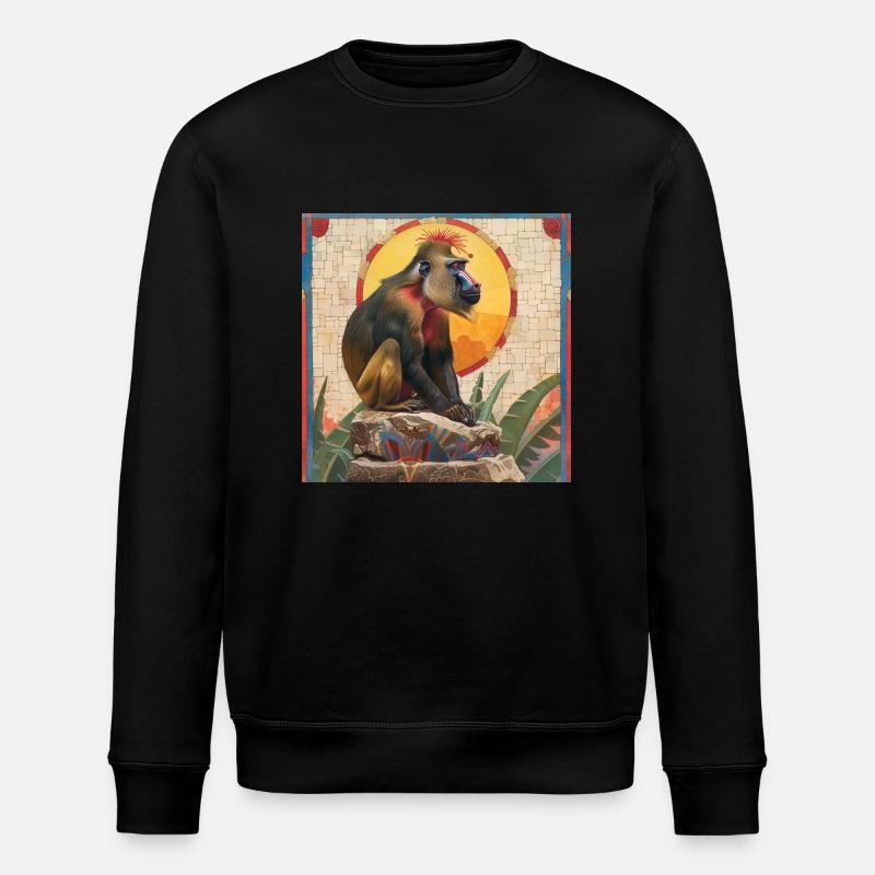 Aztec Mandrill - Stanley/Stella ROLLER Unisex Organic Sweatshirt - black