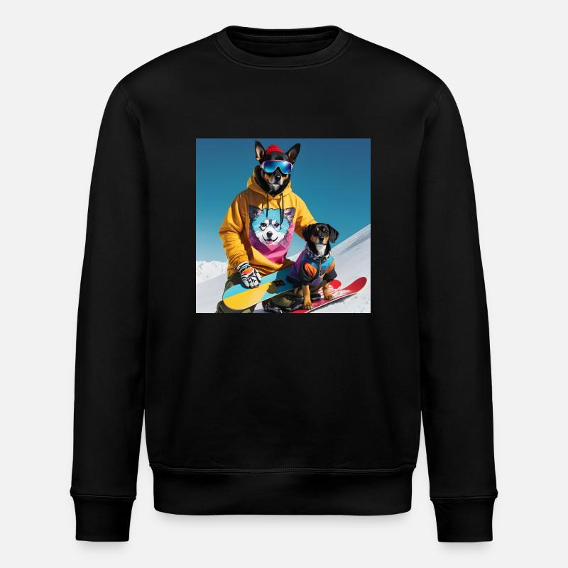 Hunde auf dem Snowboard - Stanley/Stella Unisex Bio-Sweatshirt ROLLER - Schwarz