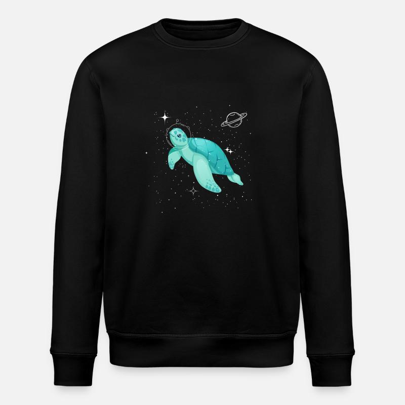 Turtle swims in space - Stanley/Stella ROLLER Unisex Organic Sweatshirt - black