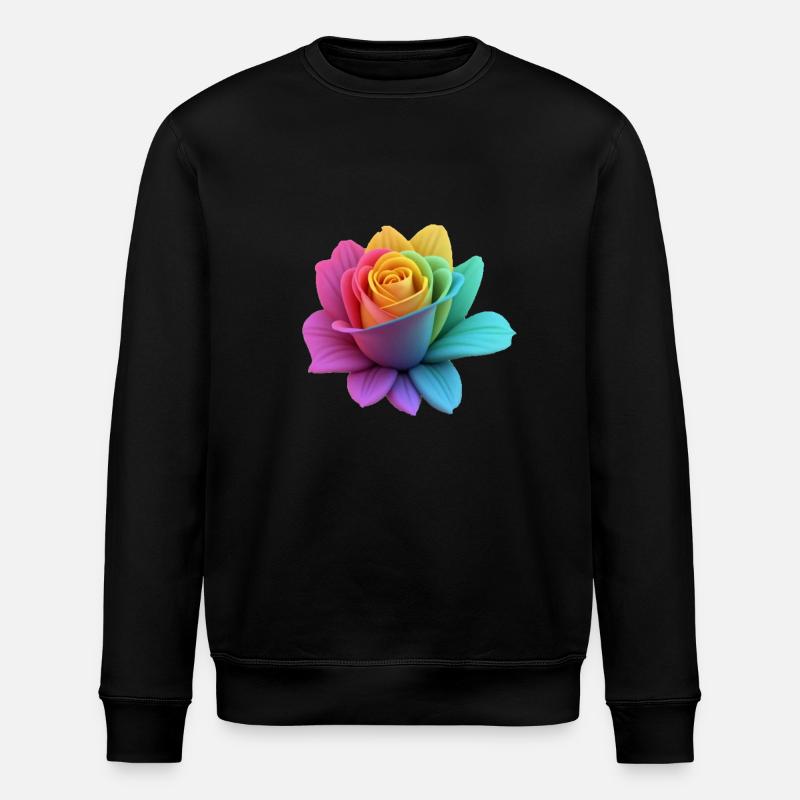 rainbow rose - Stanley/Stella ROLLER Unisex Organic Sweatshirt - black