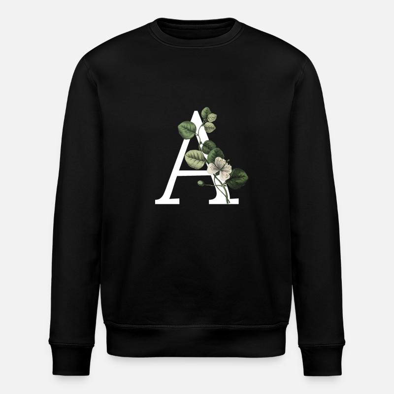 Letter A Green Botany - Stanley/Stella ROLLER Unisex Organic Sweatshirt - black