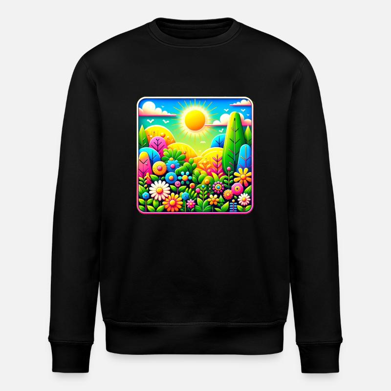 Prairie fleurie d’été - Sweat bio ROLLER Stanley/Stella Unisexe - noir