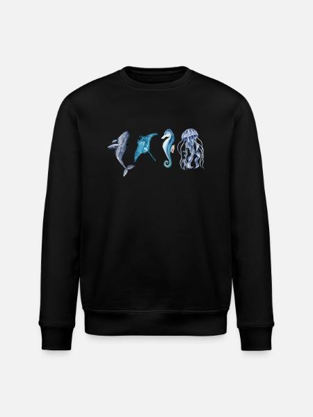 The animals of the ocean - Stanley/Stella ROLLER Unisex Organic Sweatshirt - black