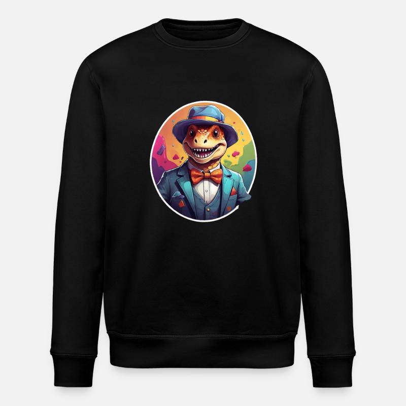 Lustiger Dino Comic - Stanley/Stella Unisex Bio-Sweatshirt ROLLER - Schwarz