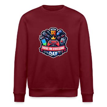 Ich wünsche Ihnen einen tollen Tag! - Stanley/Stella Unisex Bio-Sweatshirt ROLLER - Burgunderrot - Vorne - Nik (191cm)