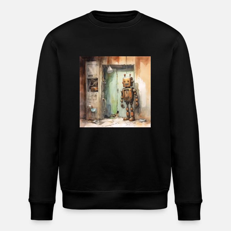 Old Rusty Abandoned Robot 3 - Stanley/Stella ROLLER Unisex Organic Sweatshirt - black