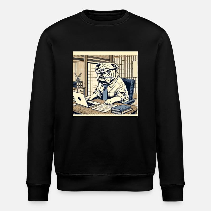 Bouledogue au bureau - Ukiyo-e Style - Sweat bio ROLLER Stanley/Stella Unisexe - noir