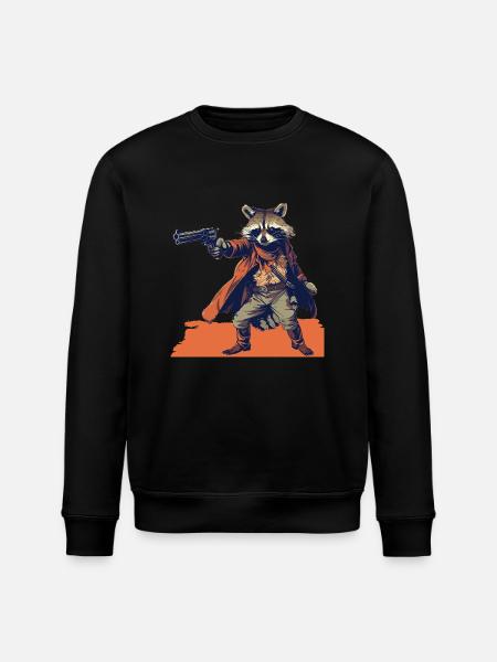 raccoon gunslinger - Stanley/Stella ROLLER Unisex Organic Sweatshirt - black
