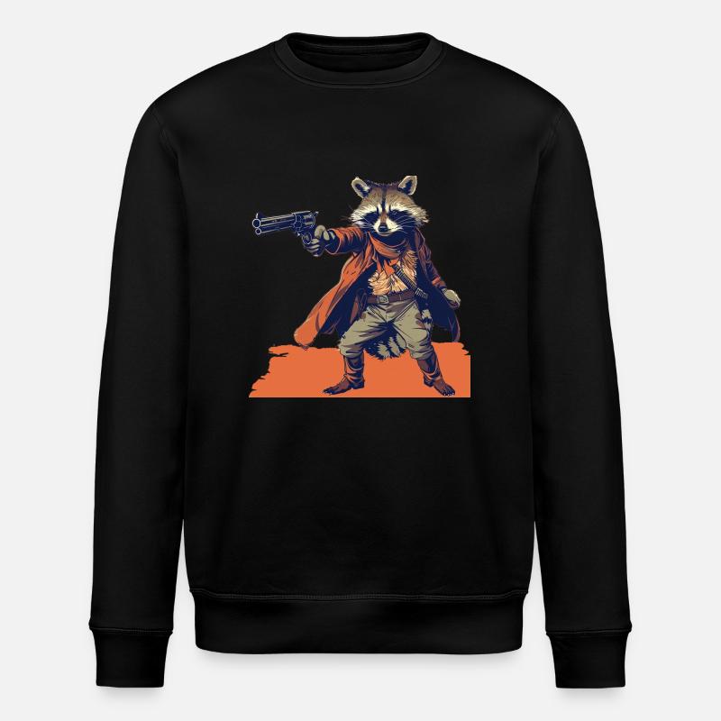 raccoon gunslinger - Stanley/Stella ROLLER Unisex Organic Sweatshirt - black