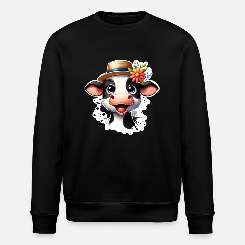 Kälbchen fröhlich - Stanley/Stella Unisex Bio-Sweatshirt ROLLER - Schwarz