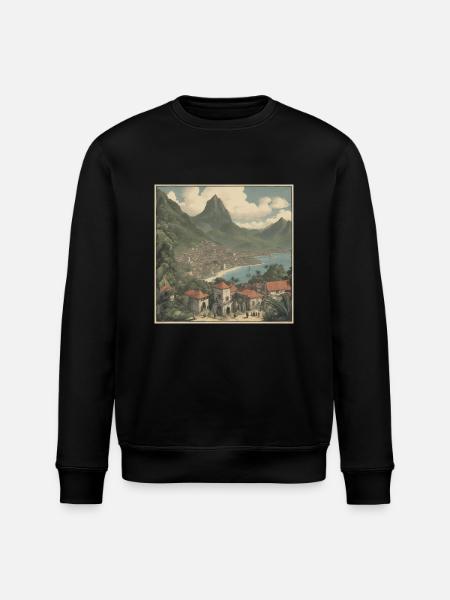 Tropical seaside village - Stanley/Stella ROLLER Unisex Organic Sweatshirt - black