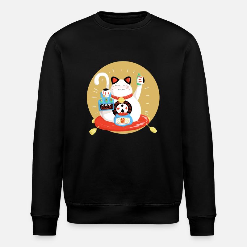 Maneki neko celebrates - Stanley/Stella ROLLER Unisex Organic Sweatshirt - black