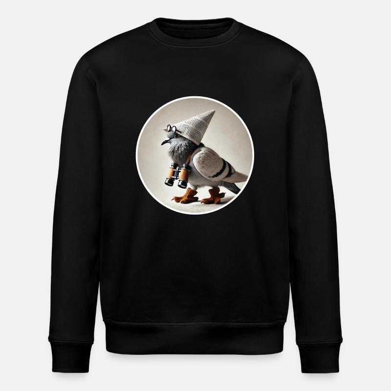 Taube mit Fernglas - Stanley/Stella Unisex Bio-Sweatshirt ROLLER - Schwarz
