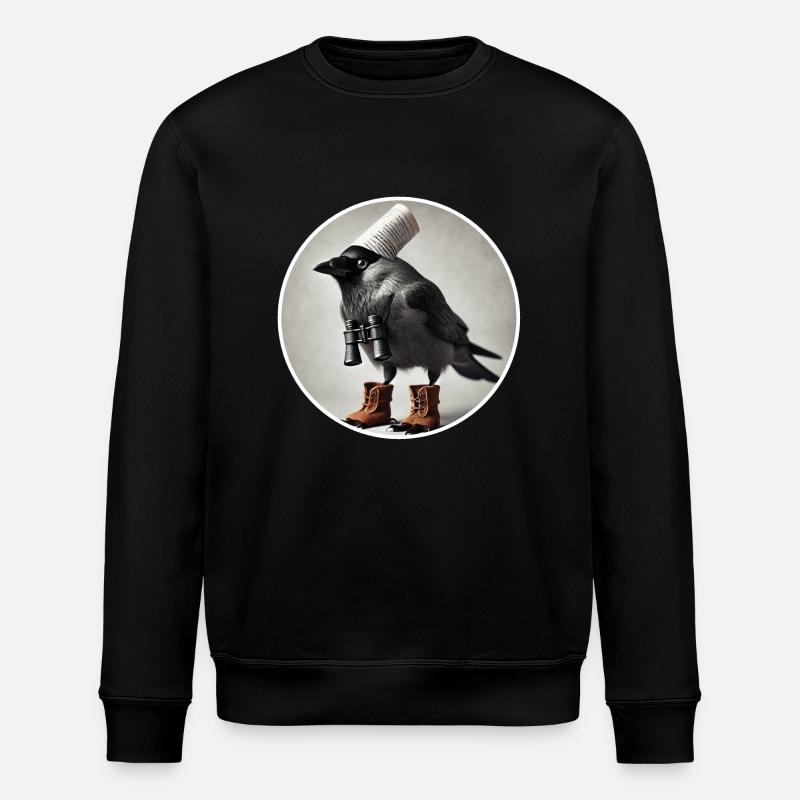 Dohle mit Fernglas - Stanley/Stella Unisex Bio-Sweatshirt ROLLER - Schwarz