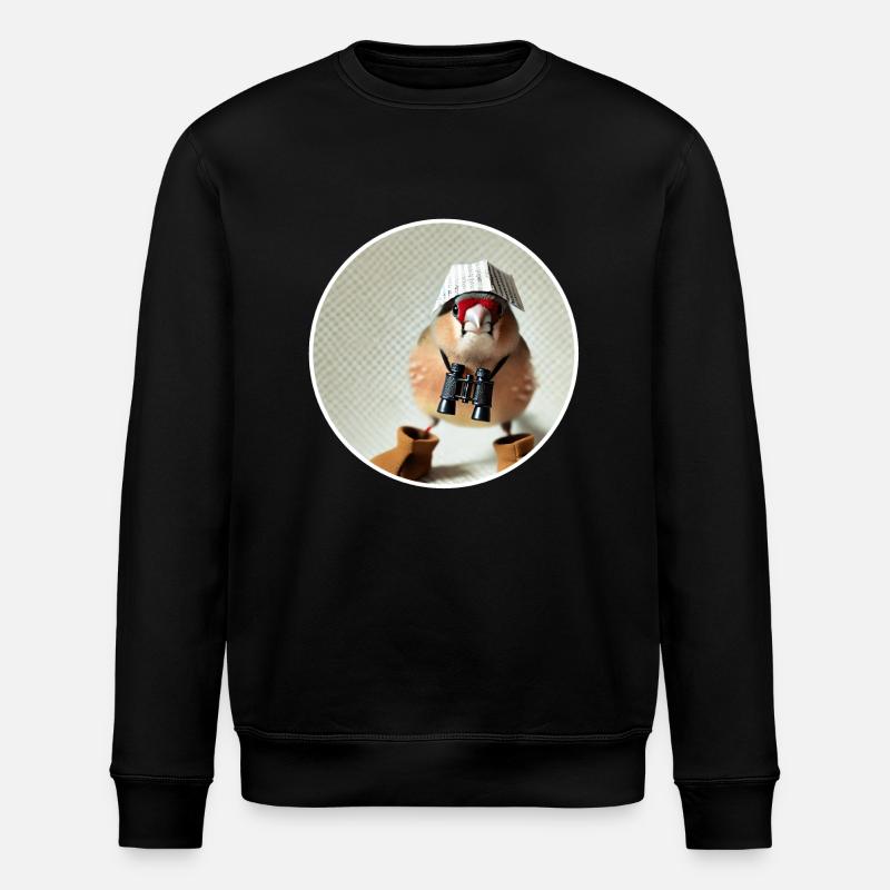 Finch with binoculars - Stanley/Stella ROLLER Unisex Organic Sweatshirt - black