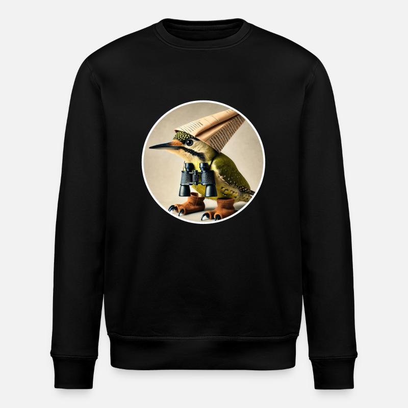 Specht mit Fernglas - Stanley/Stella Unisex Bio-Sweatshirt ROLLER - Schwarz