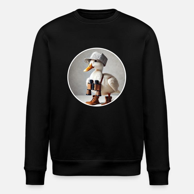 Duck with binoculars - Stanley/Stella ROLLER Unisex Organic Sweatshirt - black