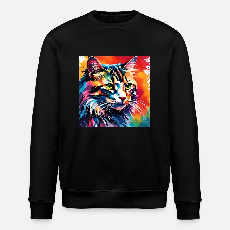 Bunte Katze - Stanley/Stella Unisex Bio-Sweatshirt ROLLER - Schwarz