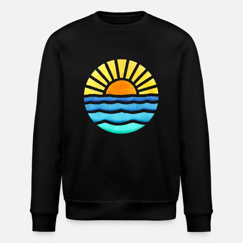 Retro Sunset - Stanley/Stella ROLLER Unisex Organic Sweatshirt - black