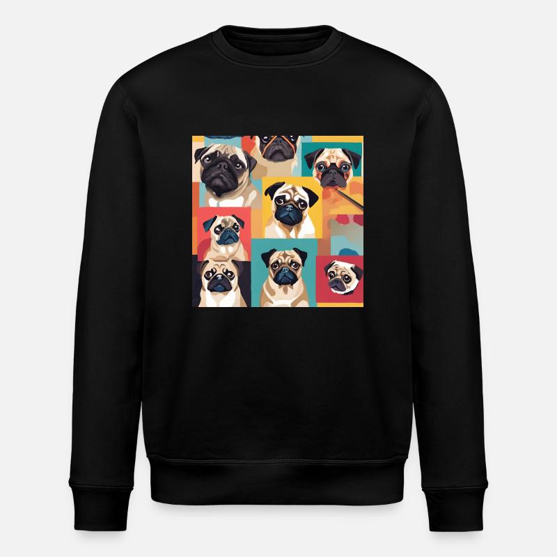 Pug Collage - Stanley/Stella ROLLER Unisex Organic Sweatshirt - black