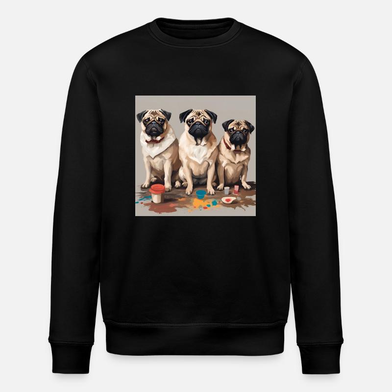 Mops Kunst Pug Art - Stanley/Stella Unisex Bio-Sweatshirt ROLLER - Schwarz