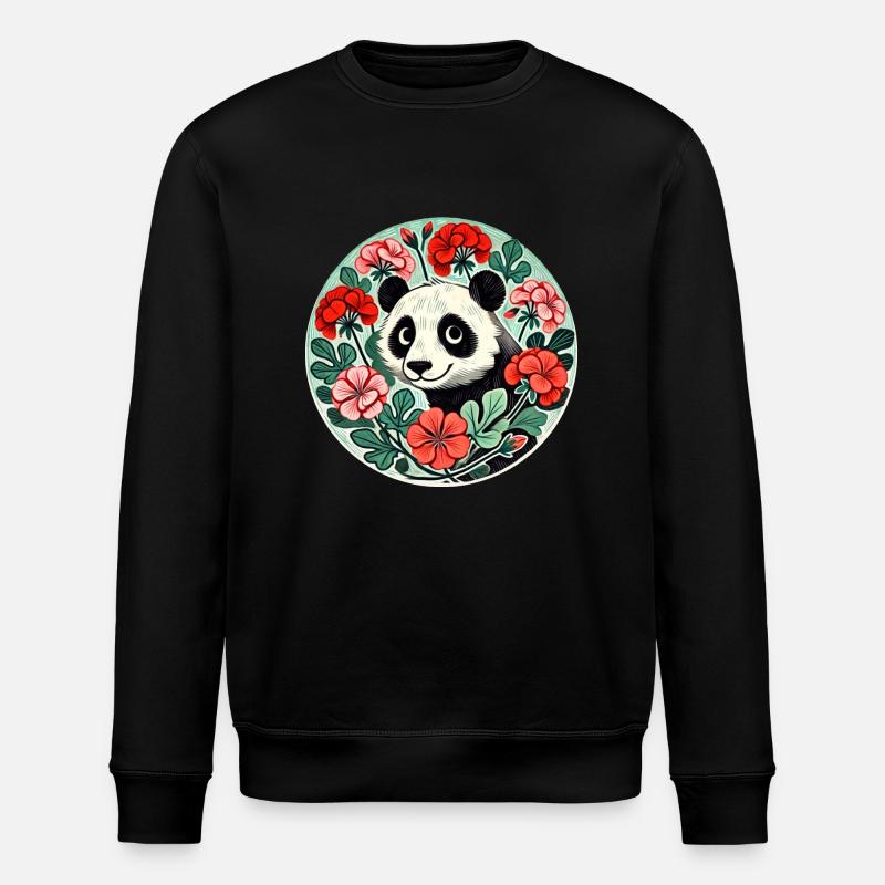 Panda Bear Geraniums - Stanley/Stella ROLLER Unisex Organic Sweatshirt - black